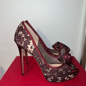 Authentic Valentino Women's Red Lace Heels